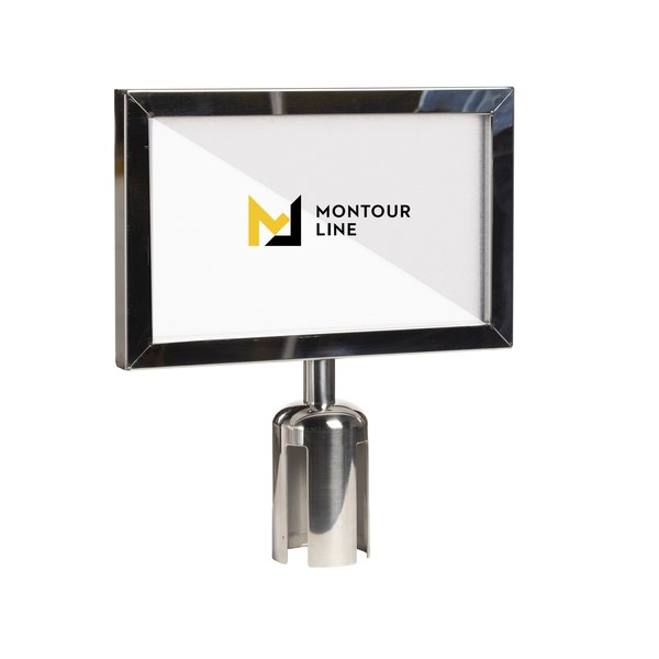 Montour Line Stanchion Post Top Sign Frame 7x11" H Pol Stainless EXIT SALIDA HDSF-711-H-PS-EXITDBL